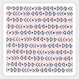 Light Pink Navy Blue Graphic Triangles Arrows Pattern Sticker